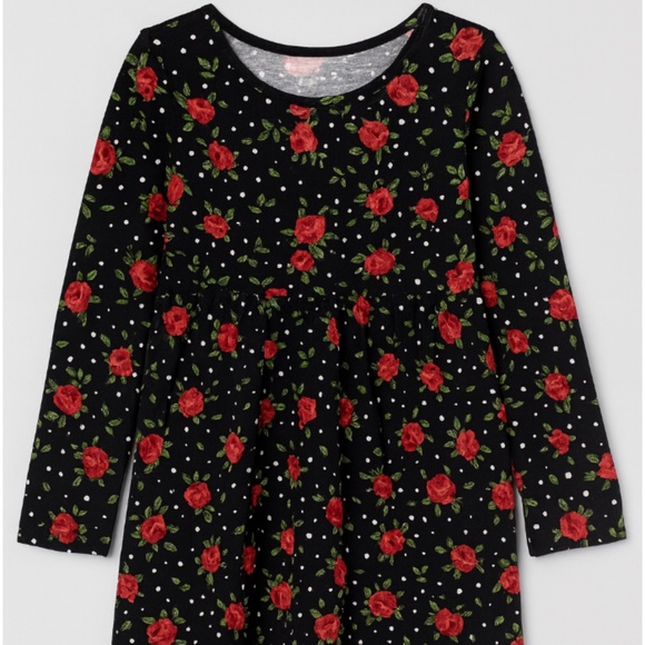 The Children's Place Black and Red Roses Long Sleeve Casual Sundress 2T - Picture 6 of 6